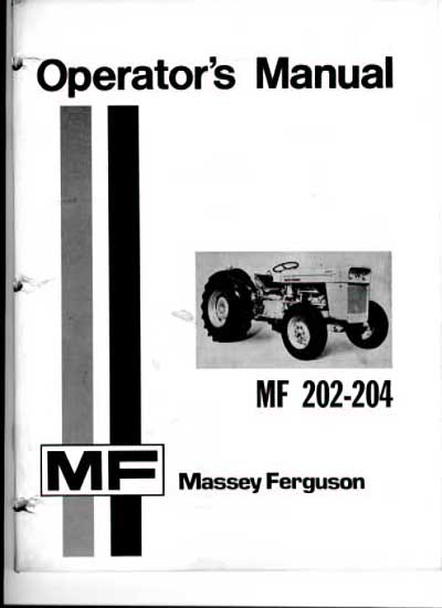 Massey Ferguson MF 202 203 204 owners operators manual