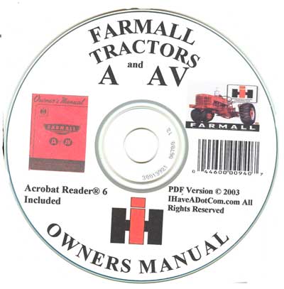 Farmall A & AV Owners Manual PDF